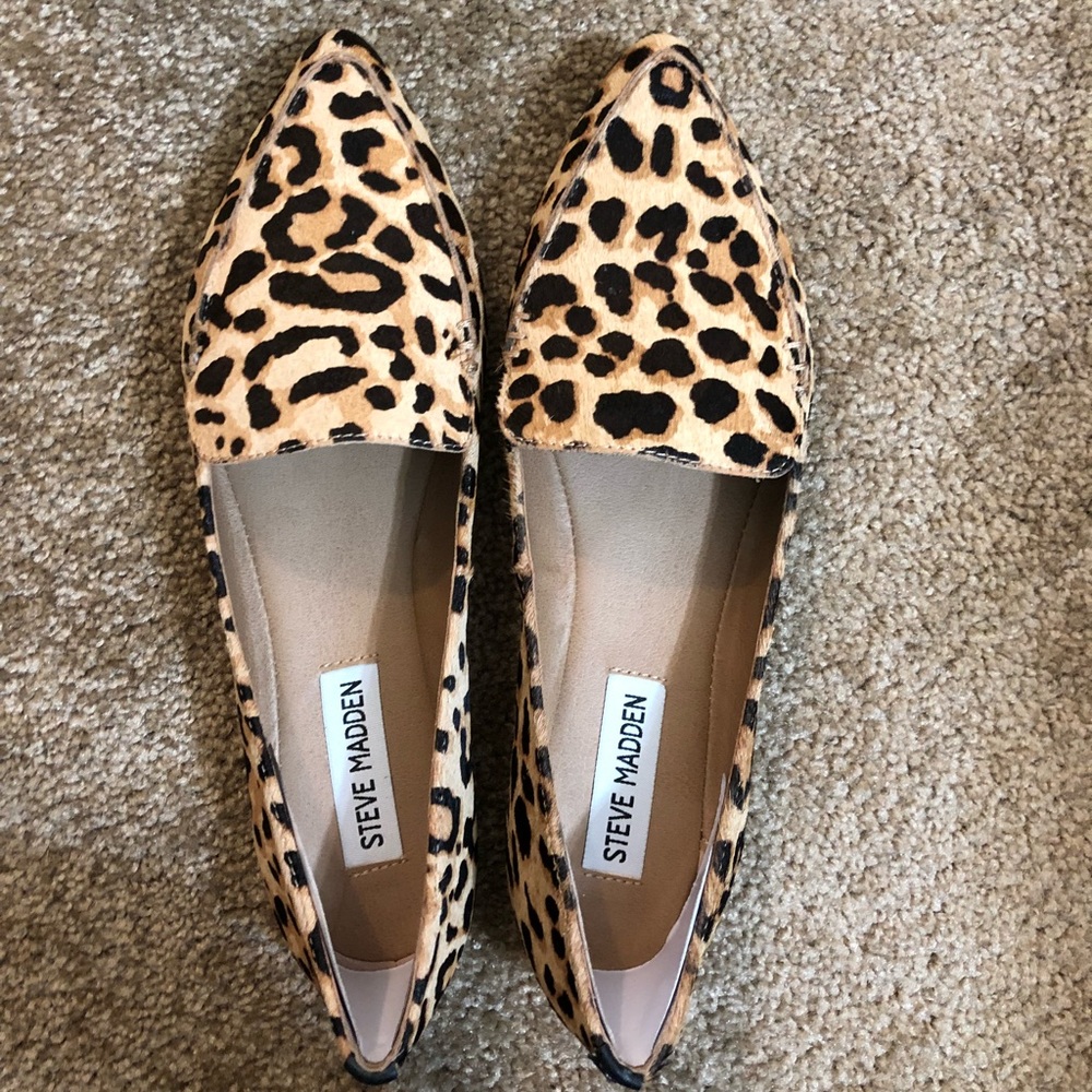 NWT Steve Madden leopard leather loafers